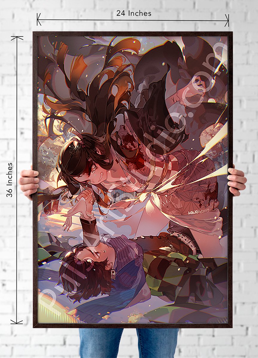 XL Vinyl Canvas | Nezuko & Tanjiro from Demon Slayer (KnY) | Art by Kawacy  – PulsArt Studio